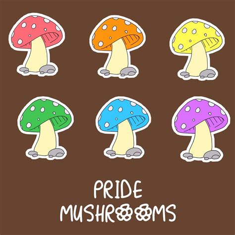 Rainbow Pride Mushroom Sticker Pack Etsy