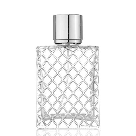 100ml Square Glass Transparent Striped Perfume Bottle Cosmetics Packing