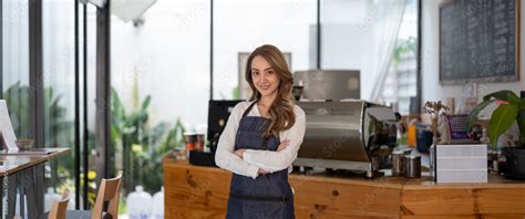 Coffee Business Owner Concept Attractive Young Beautiful Asian