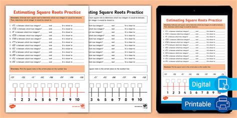 Eighth Grade Estimating Square Roots Practice Teacher Made