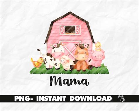 Pink Farm Animals Png For Sublimation Mama Farm Design Etsy Canada