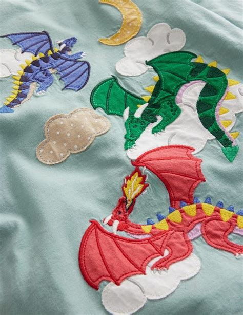 T Shirt Mit Drachen Applikation Georgisch Blau Drachen Boden DE