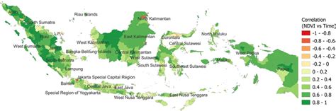 correlation ndvi consistent trend   ndvi trend  time