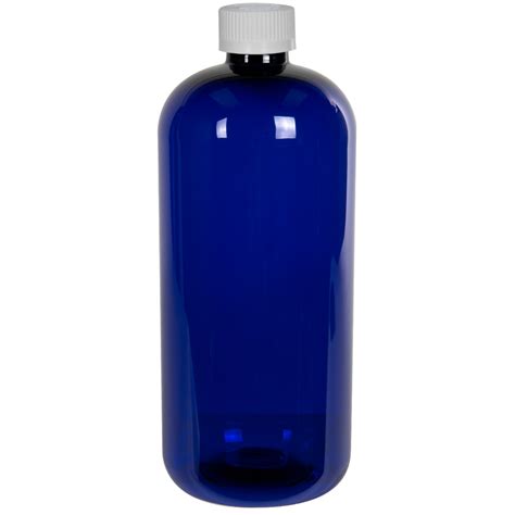 Oz Cobalt Blue Pet Traditional Boston Round Bottle With