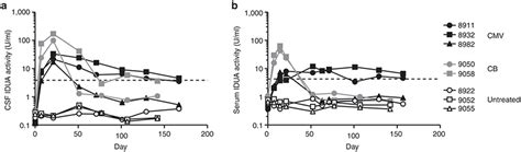 Idua Expression In Csf And Serum Following It Aav Delivery Five Mps I