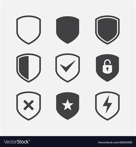 Shield Icon Set Royalty Free Vector Image Vectorstock