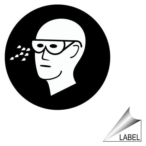 PPE - Eye Eye Hazard Symbol Label / Sticker - Reflective Black