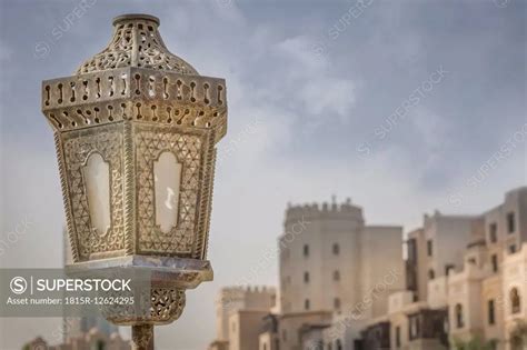 United Arab Emirates Dubai Lamp On The Souk Al Bahar Bridge Superstock