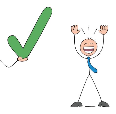 Approve Stickman Businessman Was Approved And Very Happy Hand Drawn