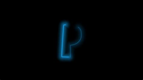 Alphabet letter P, neon blue with energy outline on black background. Motion graphic loop. 4k ...