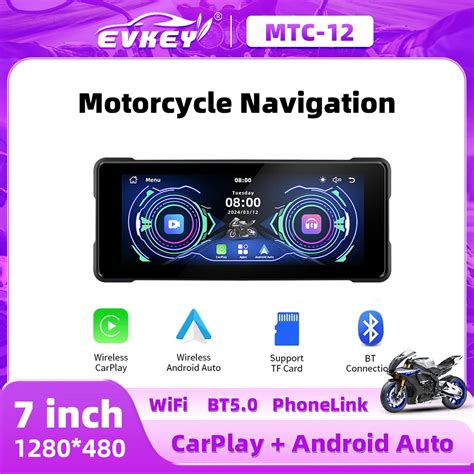 EVKEY 7 0inch Motorcycle CarPlay Wireless Apple GPS Navi Wireless