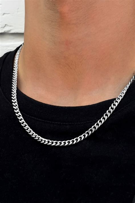 Silver Pendant 5mm Cuban Link Chain Streetwear Vintage Etsy De