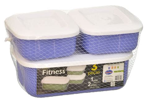 Loja Plásticos Santana cod 8710 Kit Fitness 3 Pç 1 un Pote 865