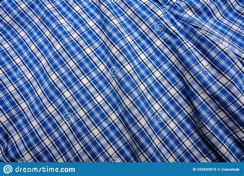 Blue Gingham Tablecloth Background Or Texture Stock Photo Image Of