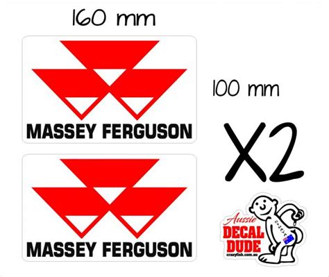 Massey Ferguson Stickers TWO 2 160 X 100 Mm Each Crazy Fish