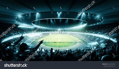 Football Stadium Full Fans Players On Stock Illustration 1546619678