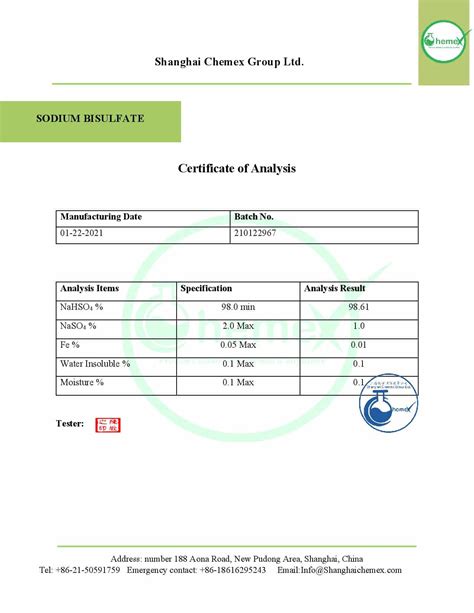 Buy Sodium bisulfate; Price, Uses, and Analysis| Shanghai Chemex