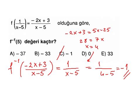 10 Sınıf Ters Fonksiyon Çözümlü Sorular 14