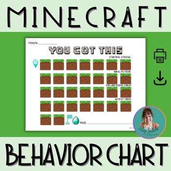 Minecraft Behavior Chart Incentive Chart Reward Chart Classroom