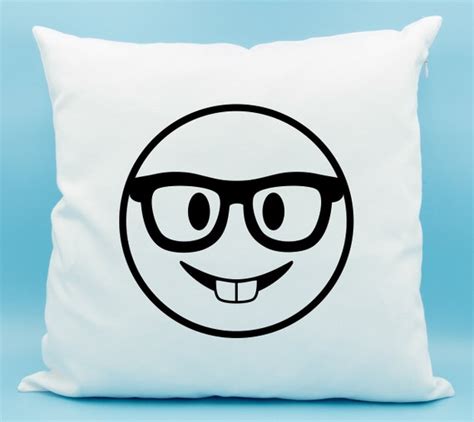 Nerd Face Emoji Pillow Nerd Face Emoji Cushion Nerd with | Etsy