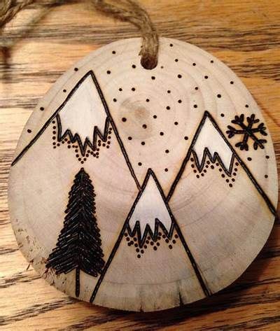 Rustic Snowflake Wood Burned Christmas Ornament Natural Wood