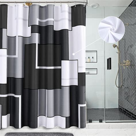 Extra Long Shower Curtain With 84 Inch Black And White Shower Curtain