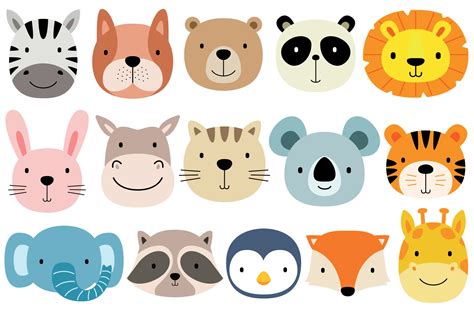 Face Animal Set in flat design style. 2211751 Vector Art at Vecteezy