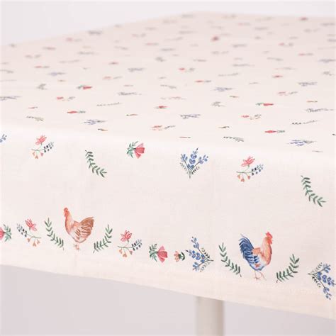 Clayre Eef Tischdecke Huhn Blumen Creme Bunt 130x180cm