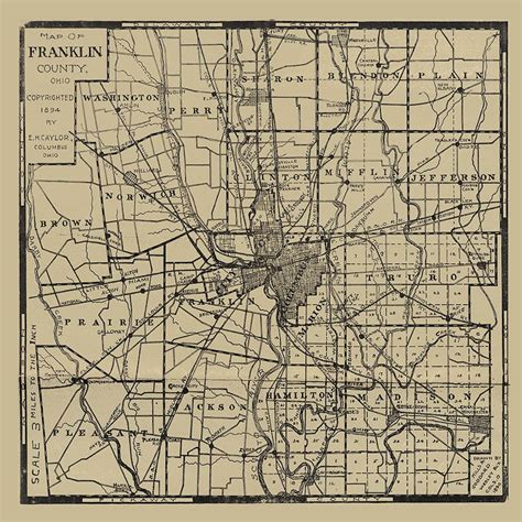 1894 Map of Franklin County Ohio - Etsy