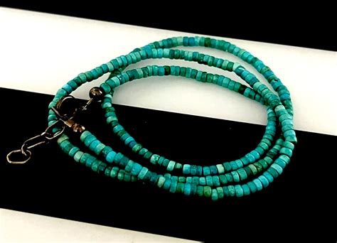 Tiny Mm Blue Green Turquoise Heishi Bead Necklace Ebay