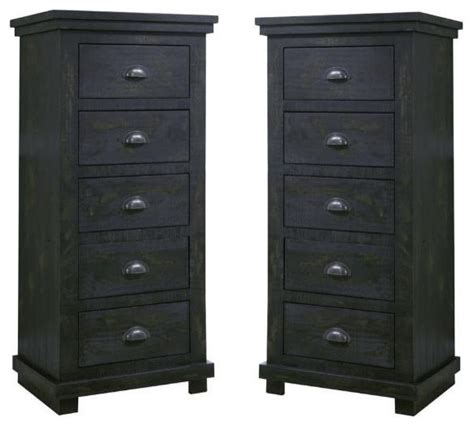 Home Square Drawer Lingerie Chest Set In Distressed Black Set Of