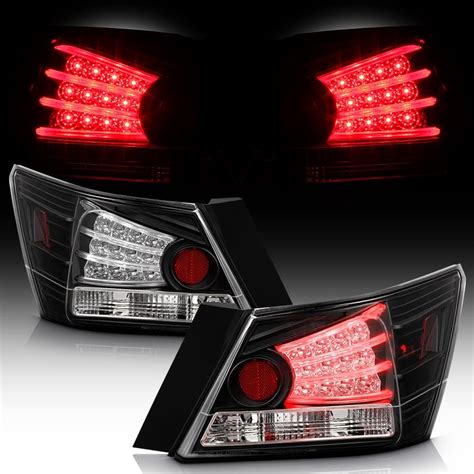 Acanii For 2008 2012 Accord 4dr 4 Door Black Led Tail Lights W Ccfl Led Strip