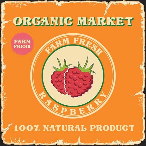 Premium Vector Farm Fresh Raspberry Fruit Market Vintage Signs Retro