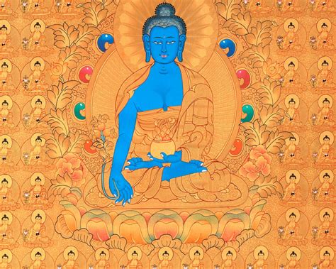 Medicine Buddha Wall Art Bhaisajyaguru Buddhist Thangka