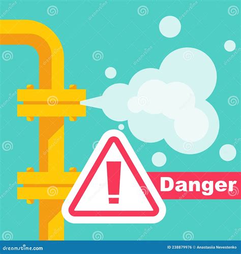 Gas Leak Warning Sign Pollution Gas Pipe Icon Sign Vector Illustration