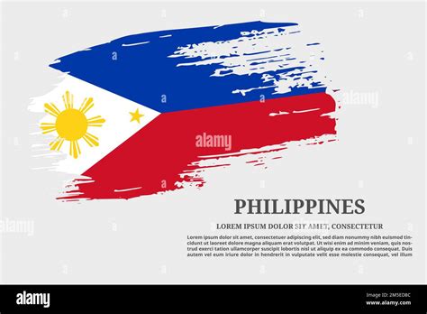 Philippines Flag Grunge Brush And Text Poster Vector Stock Vector