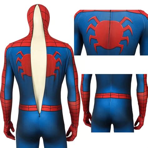 Peter Parker Cosplay Costumes D Classic Suit Zentai Jumpsuit For Men