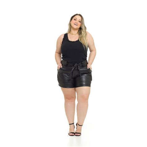 Shorts Courino Tamanhos Nobres Roupas Plus Size