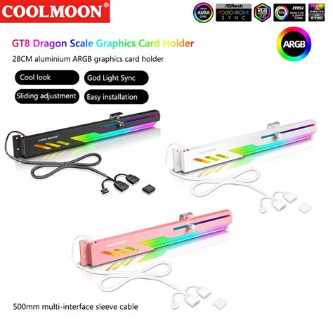 Suporte De Placa Gráfica Coolmoon Gt8 5v Argb Multi interface Síncrono