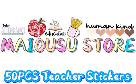 Amazon 50PCS Teacher Stickers Aesthetic Teachers Day Gift Card