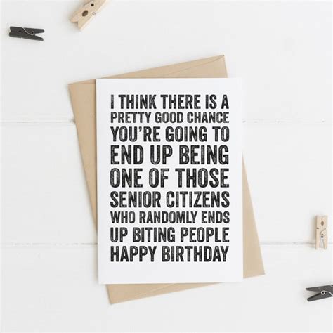 Happy Birthday Funny Senior Citizen Joke Greeting Card | Etsy