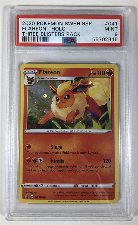 Pokemon PSA 9 MINT Flareon SWSH041 Black Star Promo From 3 Pack Blister