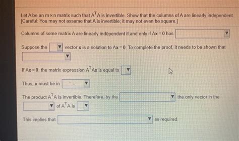 Solved Let A Be An Mxn Matrix Such That A A Is Invertible