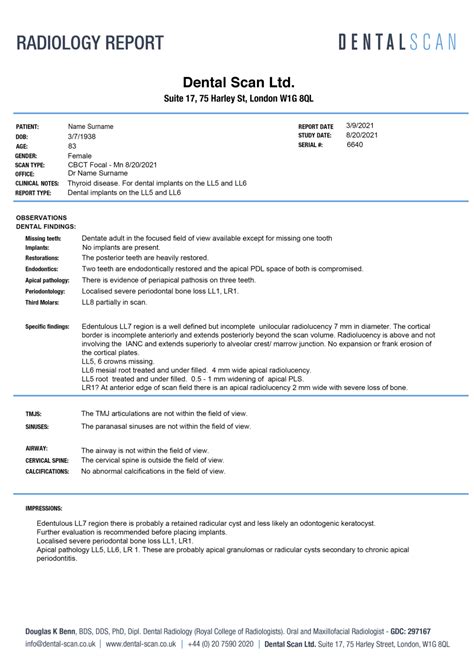 Radiology Reports Dental Scan Ltd