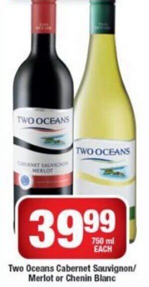 Two Oceans Cabernet Sauvignonmerlot Or Chenin Blanc 750ml Offer At Ok Liquor