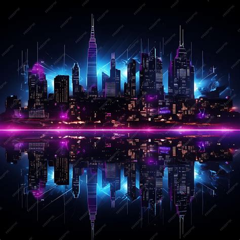 Premium Photo Cyberpunk City Borderline Design Neon Lines Style High