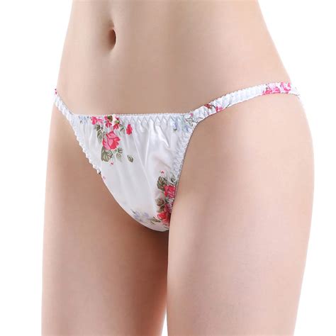 Buy Satini Women S Floral Satin Tanga Bikini Lingerie Panties Knickers