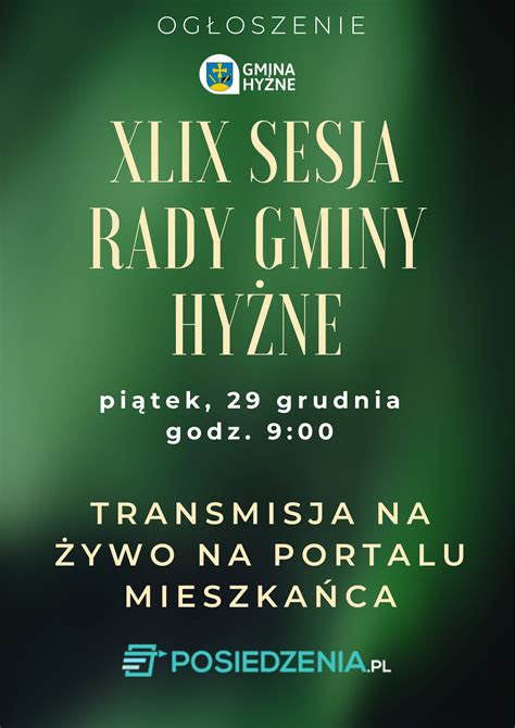 XLIX sesja Rady Gminy Hyżne Serwis Internetowy Gminy Hyżne