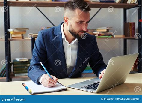 Man Writing Something In Notepad Stock Image Image Of Writing Pencil