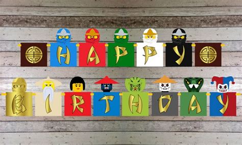 Ninjago Happy Birthday Banner Digital Pdf File Printable Instant